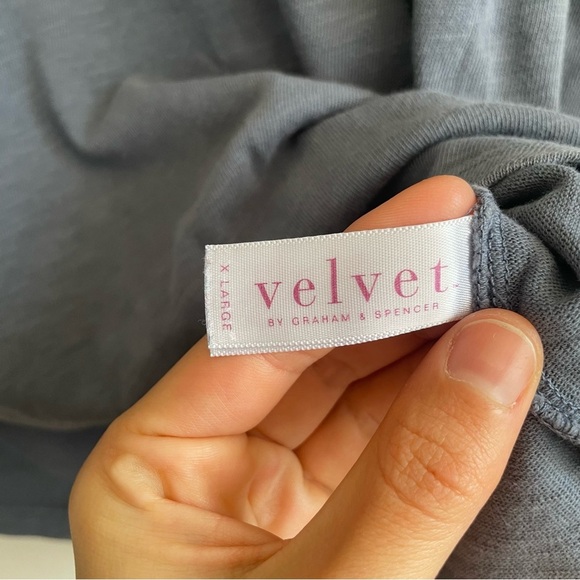 Velvet by Graham & Spencer cotton slub long sleeve t shirt powder blue crew XL - Picture 5 of 9